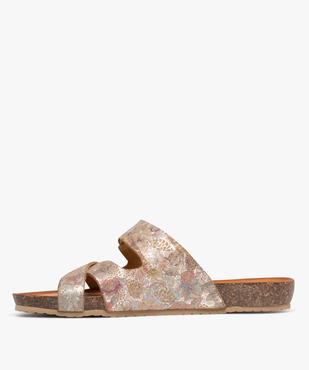 Mules plates avec brides scintillantes en cuir femme vue4 - PIU NATURA - GEMO