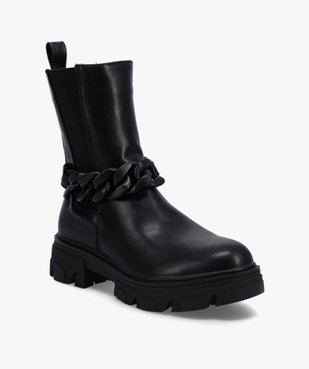 Boots femme à semelle crantée et chaine décorative – Claudia Ghizzani vue3 - SANS MARQUE - GEMO