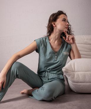 Haut de pyjama à manches courtes et col V femme vue5 - GEMO 4G FEMME - GEMO