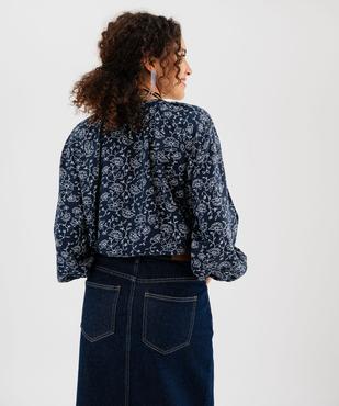 Blouse manches longues en viscose fleurie à col rond boutonné femme vue5 - GEMO 4G FEMME - GEMO