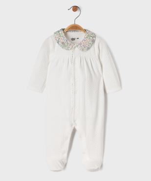 Pyjama en velours à col Claudine et ouverture devant bébé fille vue1 - GEMO 4G BEBE - GEMO