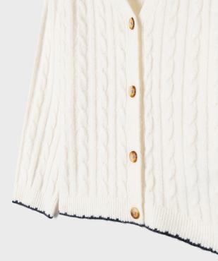 Gilet à col V en maille torsadée fille vue2 - GEMO (ENFANT) - GEMO