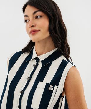 Chemise sans manches à rayures femme - LuluCastagnette vue5 - LULUCASTAGNETTE - GEMO