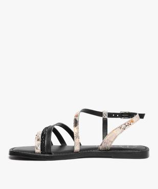 Sandales femme plates à fines brides dessus cuir - Tanéo vue3 - TANEO - GEMO