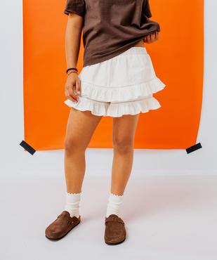 Short à volants en coton avec taille élastique fille vue1 - GEMO (JUNIOR) - GEMO
