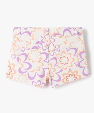 Short fille en toile denim à motifs fleuris vue4 - GEMO 4G FILLE - GEMO