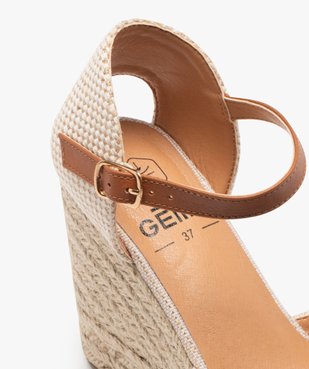 Sandales femme compensées dessus en toile unie vue6 - GEMO(URBAIN) - GEMO