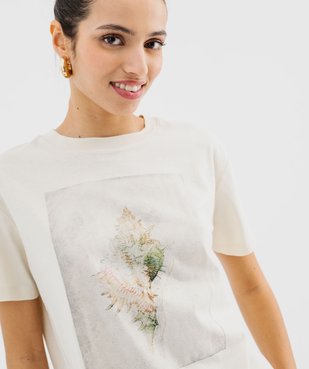Tee-shirt manches courtes et col rond motif coquillage femme vue2 - GEMO 4G FEMME - GEMO