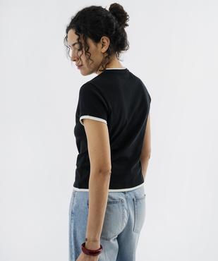 Tee-shirt manches courtes et col rond boutonné femme vue3 - GEMO 4G FEMME - GEMO