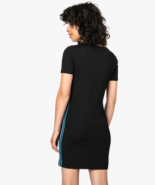 Robe femme forme tee-shirt avec bandes colorées sur les côtés vue3 - FOLLOW ME - GEMO