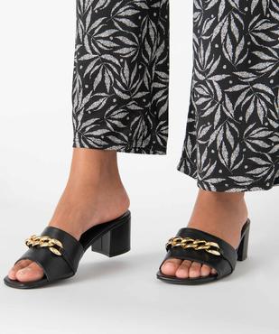 Mules femme à talon carré et chaine métallique vue1 - GEMO(URBAIN) - GEMO