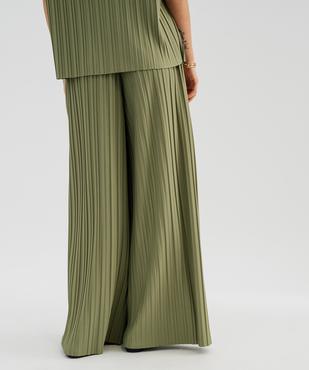 Pantalon large plissé avec taille élastique femme vue3 - GEMO(FEMME PAP) - GEMO