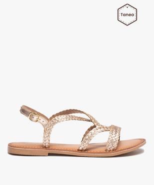 Sandales femme plates à brides tressées en cuir - Tanéo vue1 - TANEO - GEMO