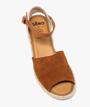 Sandales femme à talon compensé façon espadrilles en cuir vue5 - GEMO (CASUAL) - GEMO