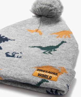 Bonnet à pompon et revers motif dinosaures garçon vue2 - GEMO 4G GARCON - GEMO