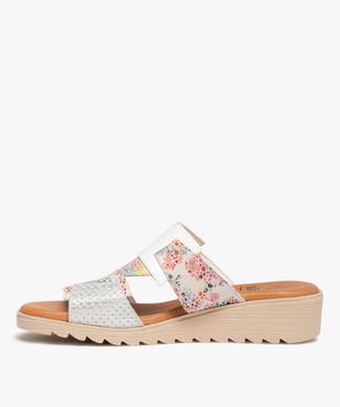 Mules femme confort dessus cuir multicolore vue3 - GEMO (CASUAL) - GEMO