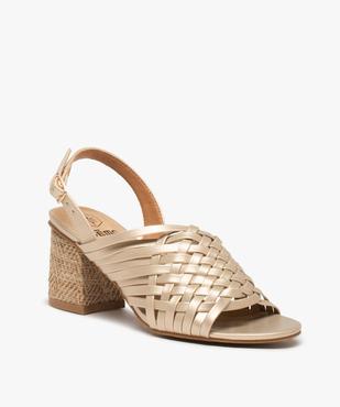 Sandales femme à talon carré et dessus tressé vue2 - GEMO(URBAIN) - GEMO