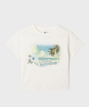 Tee-shirt crop top à manches courtes imprimé fille vue1 - GEMO 4G FILLE - GEMO