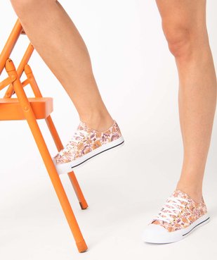 Baskets femme en toile imprimée et bout renforcé vue1 - GEMO 4G FEMME - GEMO