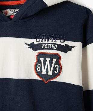 Sweat à capuche rayé en maille fine garçon - Camps United vue3 - CAMPS - GEMO