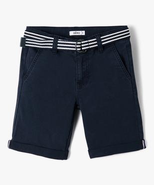 Bermuda en coton avec ceinture bicolore garçon vue1 - GEMO 4G GARCON - GEMO