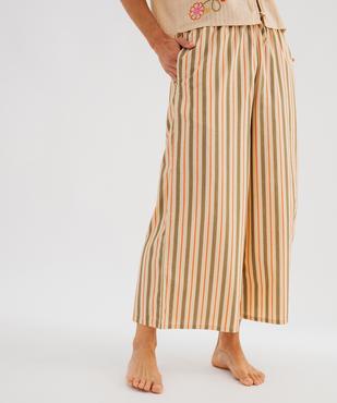 Pantalon de pyjama rayé coupe large femme vue1 - GEMO(HOMWR FEM) - GEMO