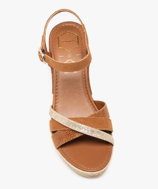 Sandales femme à talon compensé dessus cuir – Tanéo vue5 - TANEO - GEMO