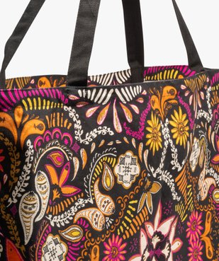 Tote bag en toile à motifs fleuris inspiration indienne vue3 - GEMO (ACCESS) - GEMO