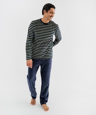 Pyjama en velours avec haut rayé homme vue3 - GEMO 4G HOMME - GEMO