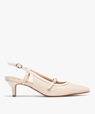 Escarpins sling-back vernis à bout pointu et petit talon femme vue2 - FOLLOW ME - GEMO