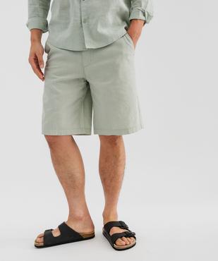 Bermuda en lin et coton coupe regular homme vue1 - GEMO 4G HOMME - GEMO