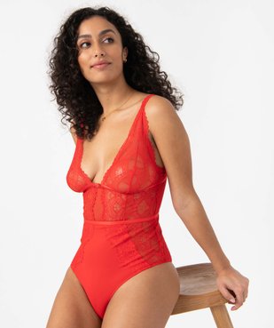 Body femme en dentelle et microfibre vue1 - GEMO(HOMWR FEM) - GEMO