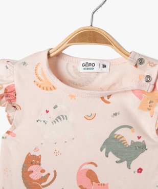 Pyjashort en coton doux imprimé chats bébé vue2 - GEMO 4G BEBE - GEMO