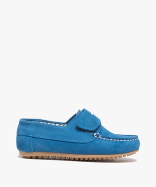 Mocassins garçon à scratch dessus cuir retourné uni vue1 - GEMO (ENFANT) - GEMO