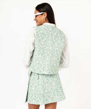 Gilet sans manches matelassé à motifs fleuris femme vue3 - GEMO 4G FEMME - GEMO