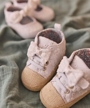 Chaussons de naissance tennis en toile brodée bébé fille - LuluCastagnette vue6 - LULU CASTAGNETTE GEMO FOR GOOD - GEMO