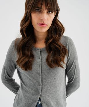 Gilet à col rond en maille fine femme vue3 - GEMO 4G FEMME - GEMO