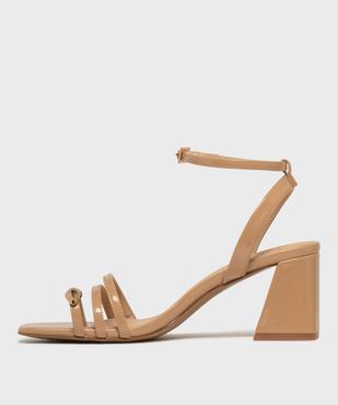 Sandales à talon trapèze et brides bijou femme - Follow Me vue3 - FOLLOW ME - GEMO