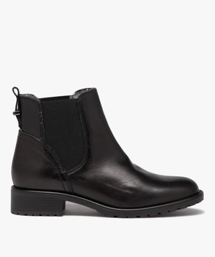 Boots femme dessus en cuir uni et intérieur fourré - Taneo vue1 - TANEO - GEMO