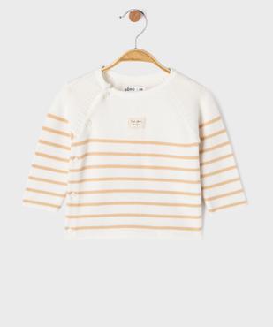 Pull brassière rayé avec fermeture sur le côté bébé vue1 - GEMO(BB COUCHE) - GEMO