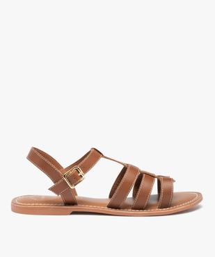 Sandales femme à talon plat dessus cuir uni – Tanéo vue1 - TANEO - GEMO