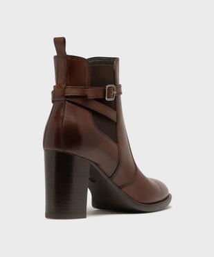 Bottines en cuir à talon haut avec fermeture zippée femme - Tanéo vue4 - TANEO - GEMO
