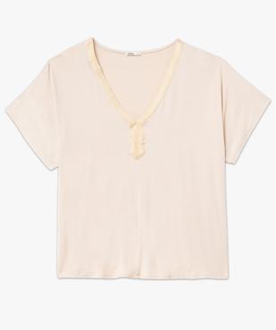 Tee-shirt manches courtes ample avec col V brodé femme grande taille vue4 - GEMO (G TAILLE) - GEMO