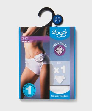 Culotte midi en coton stretch et dentelle femme - Sloggi vue1 - SLOGGI - GEMO
