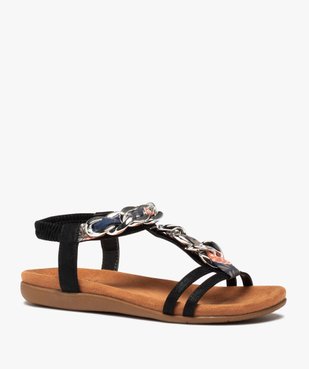 Sandales femme à bride élastique et chaîne métallique vue2 - GEMO (CASUAL) - GEMO