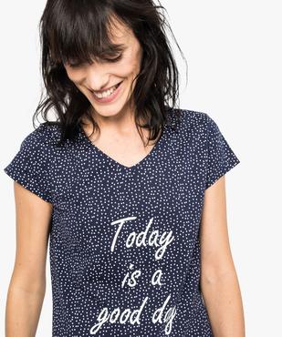 Chemise de nuit imprimée à manches courtes femme vue2 - GEMO 4G FEMME - GEMO