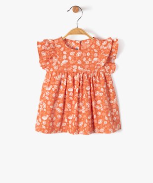 Blouse bébé fille à manches courtes volantées et imprimé fleuri pailleté vue1 - GEMO(BEBE DEBT) - GEMO