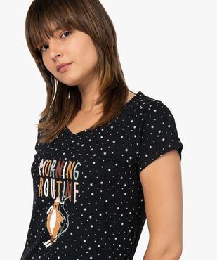 Chemise de nuit imprimée à manches courtes femme vue2 - GEMO 4G FEMME - GEMO