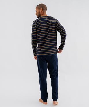 Pyjama en jersey de coton avec haut rayé homme vue1 - GEMO 4G HOMME - GEMO