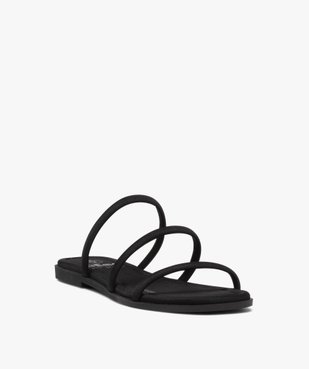 Mules femme à talon plat et brides en toile unie vue2 - GEMO (CASUAL) - GEMO